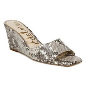 Sam Edelman Women’s Size 8M Tesma Leather Snakeskin Wedge Slip On Sandal Heel